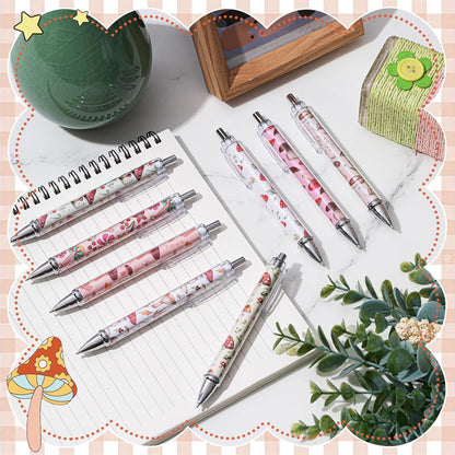 Ireer 8 Pcs Ballpoint Pens for Women 1.00 mm Cute Black Ink Pens Fine Point Smooth Writing for Journaling Aesthetic Office Supplies (Mahjong)