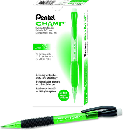 Champ Pentel Mechanical Pencil, 0.7 mm, Blue Barrel, Box of 12 (AL17C)
