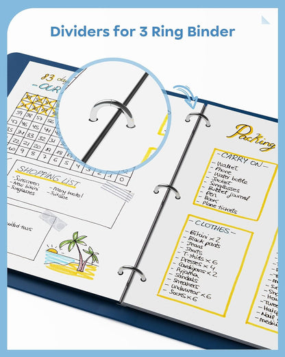 16 PCS 8 Tab Binder Dividers for 3 Ring Binder,Thicken, Write & Erase Reusable Waterproof Plastic Binders for School & Office Files, 2 Set, Extra 40 Labels