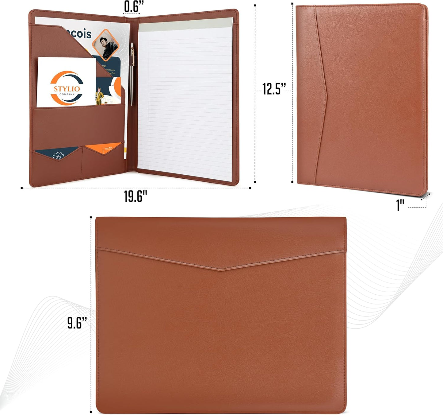 STYLIO Padfolio Folder with Removable Clipboard | Portfolio Organizer | Binder with Storage for Notebook, Notepad | Nursing Clipboard Folio, CNA Accessories for Work | Vegan Leather