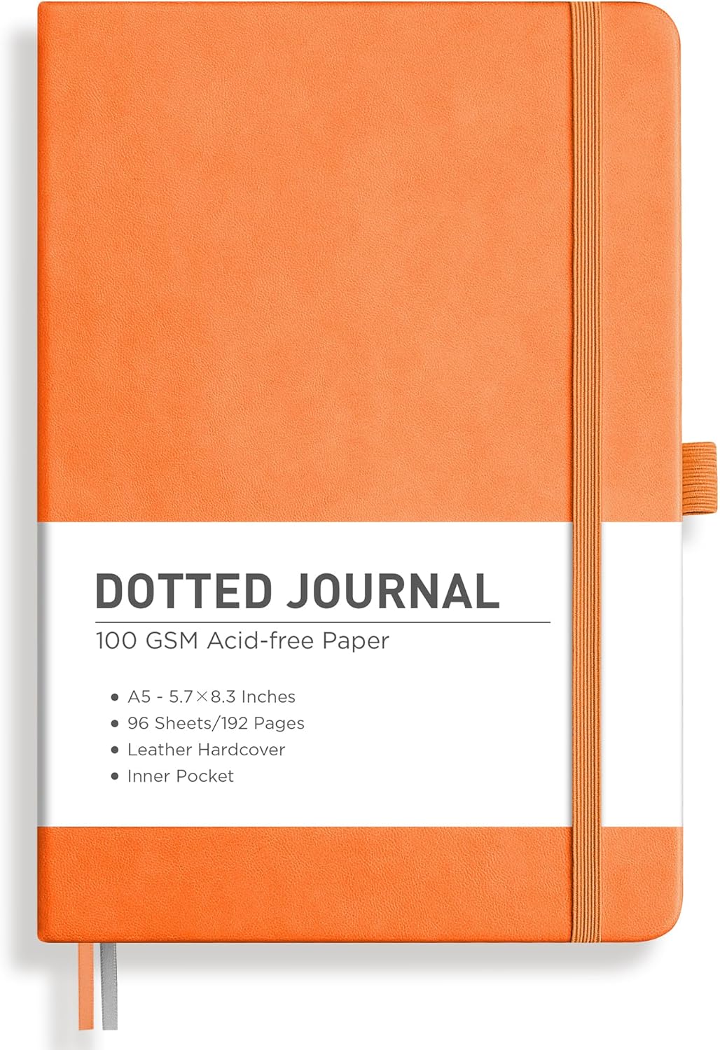 RETTACY Graph Grid Paper Notebook, 192 Pages, A5 Medium Size (5.7'' x 8.3''), 5 Squares per Inch, Leather Hardcover, 100 GSM Thick Paper, for School, Students, Math, Engineering (Brown)