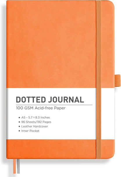 RETTACY Graph Grid Paper Notebook, 192 Pages, A5 Medium Size (5.7'' x 8.3''), 5 Squares per Inch, Leather Hardcover, 100 GSM Thick Paper, for School, Students, Math, Engineering (Brown)