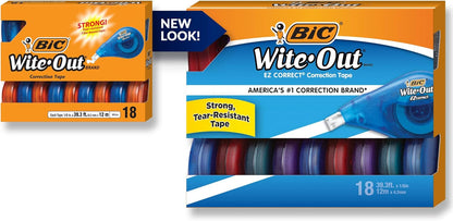 BIC Wite-Out EZ Correct Tear-Resistant Correction Tape with 39.3 ft of Tape, 10-Count Pack in White