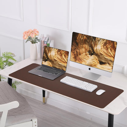 Large Desk Mat 47.2" x 17" Leather Desk Pad Protector with Natural Cork & PU Leather, Non-Slip Office Desk Mat, Large Mouse Pad, Waterproof Desk Blotter pad for Office&Home(Black)