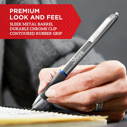 Sharpie S-Gel, Gel Ink Pens, Medium Point (0.7mm), Sleek Metal Barrel, Black Ink, 12 Count - Drawing, Journaling, Writing, School, Teacher Supplies