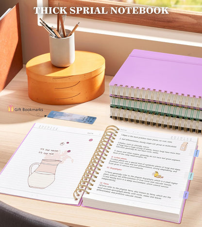 MUAHLIUB Spiral Notebook Journal College Ruled, 360 Pages Lined Thick Journals for Women Men, B5 Big Notebooks with 100GSM Paper, Spiral Bound Journaling for Writing Work School Black 7.6"×10"