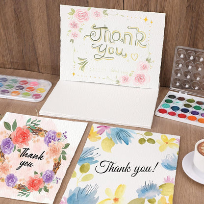 Prudiut 25 Sheets Cotton Watercolor Paper, 300 GSM Deckled Edge, 5 x 7 inch, Rough/Textured, White, for Watercolors, Wedding Invitations, Cards, Crafts