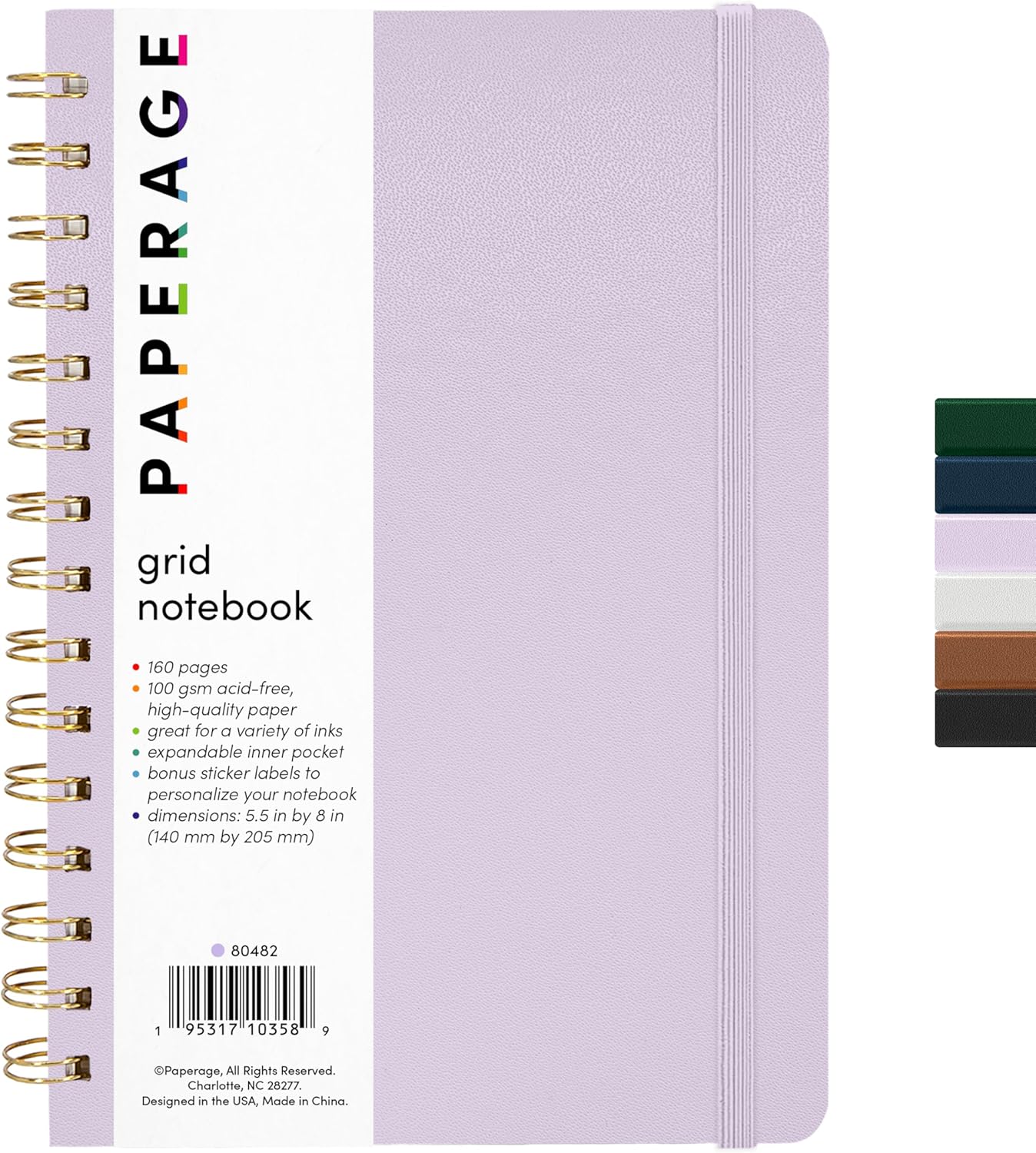 PAPERAGE Lined Spiral Journal Notebook, (Black), 160 Pages, Hardcover Journal for Women & Men, Medium 5.5 in x 8 in - 100 GSM, Thick Paper, Spiral Notebook for Work, School & Journaling