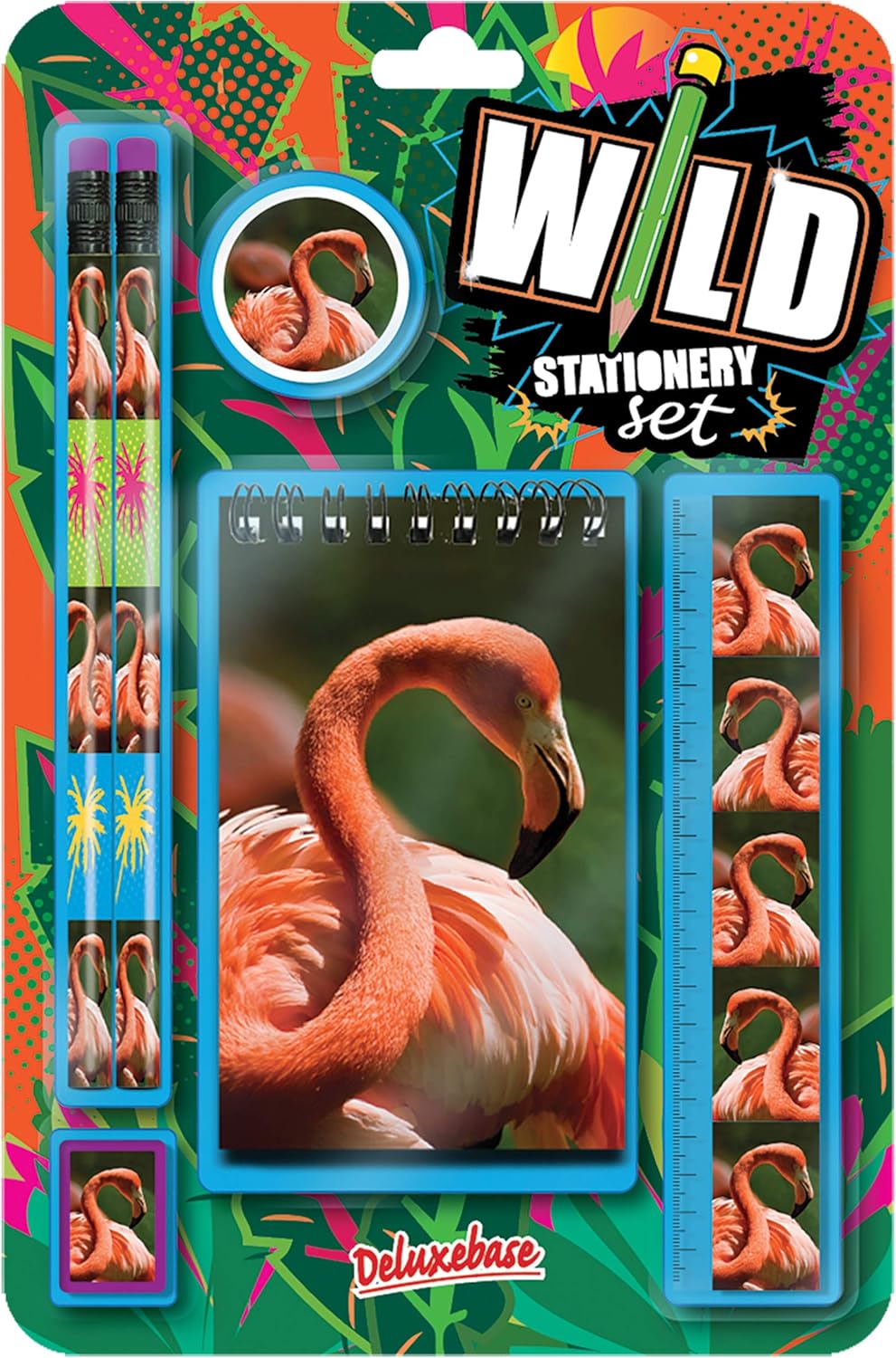 Deluxebase Wild Stationery Set - Dolphin from Animal Stationery Sets with 2 Pencils, Eraser, Pencil Sharpener, Ruler & Cute Notebook. Ideal Office Supplies, Desk Accessories & College Essentials.