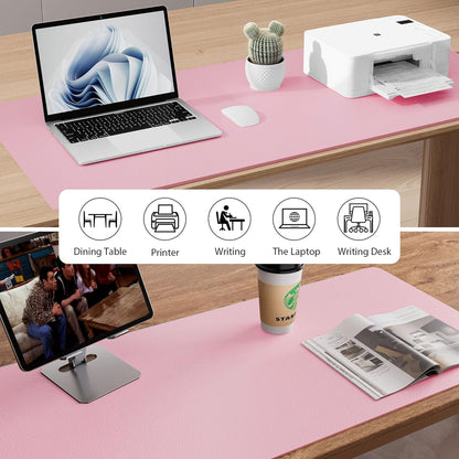 Aothia Non-Slip Waterproof PU Leather Desk Pad Protector for Mouse, Writing Desk, Office, Home, Laptop Blotter, 23.6" x 13.7", Black - Colors A