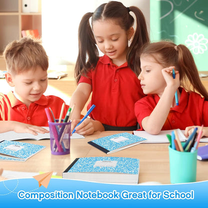 Fainne 20 Pieces Composition Notebooks 80 Pages Half Size Wide Ruled 4-7/8 x 7-1/2" Composition Books 11/32" Spacing Assorted Primary Covers Bulk(Green,Snowflake)