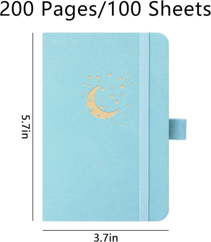 BOBO RABBIT 3 Pack Pocket Small Notebooks Total 600 Pages A6 Moon Star Aesthetic Mini Compact Journal Notebook For Note Taking Journaling Hardcover Leather College Ruled Lined Note Pads for Women Men Travel Office School