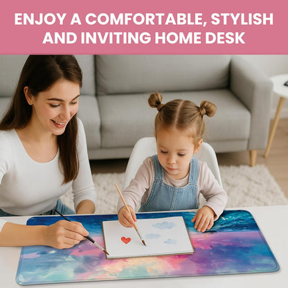 Large Mouse Pad for Desktop, Cute Desk Mat Pad Protector for Work & Gaming, Aesthetic Pretty Anti-Slip Laptop Blotter Cover for Office School Home Supplies, Wildflowers, 31.5" x 11.8"