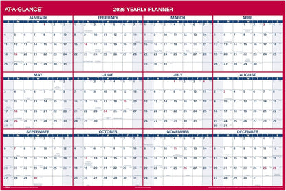 AT-A-GLANCE 2026 Erasable Calendar, Dry Erase Wall Planner, 12" x 16", Small, Vertical-Horizontal, Reversible, Compact (PM330B2826)