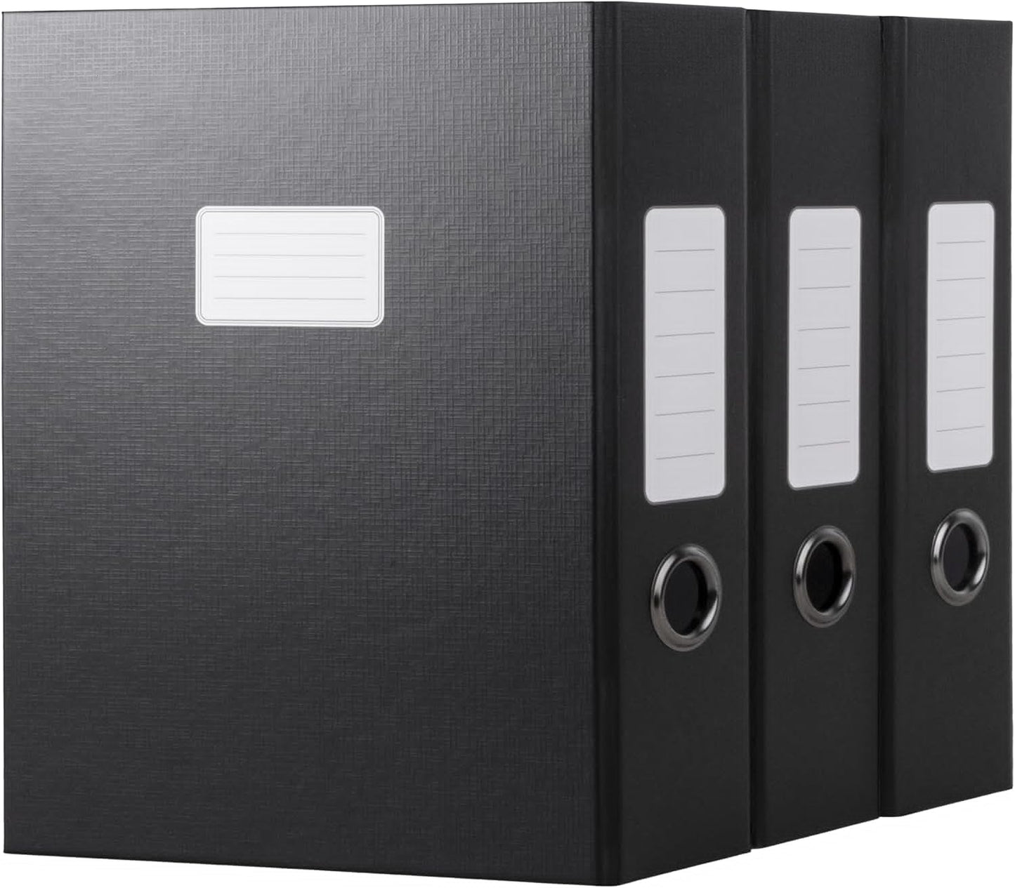 JiaWei Black Storage File Boxes,Document File Folder,A4 Archives Cases with Lid,9.4×3×12.5 Inches Filing Box for Office and School（3 Pack）