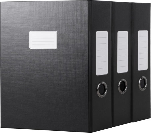 JiaWei Black Storage File Boxes,Document File Folder,A4 Archives Cases with Lid,9.4×3×12.5 Inches Filing Box for Office and School（3 Pack）