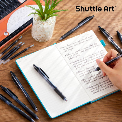 Shuttle Art Black Gel Pens, 48 Pack(20 Pens with 28 Refills) Retractable Medium Point Rollerball Gel Ink Pens Smooth Writing with Comfortable Grip for Office School Home Work
