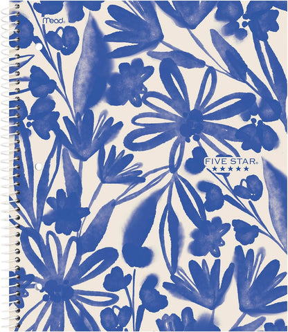 Five Star Spiral Notebook + Study App, 1 Subject, College Ruled Paper, 8-1/2" x 11", 80 Sheets, Fights Ink Bleed, Water Resistant Cover, Soft Petals Blue (820441F-ECM)