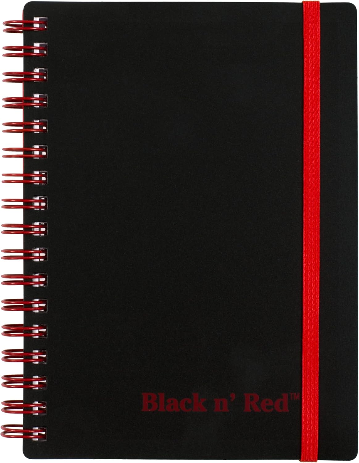 Black n' Red Notebook, Business Journal, 11" x 8", 70 Sheets, Ruled, Optik Paper, Scribzee App, Flexible Poly Cover, Wirebound, Black (K67030)