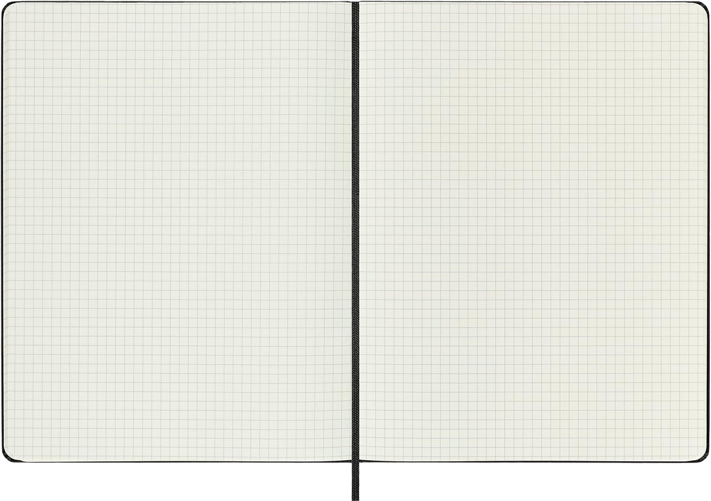 Moleskine Classic Notebook, Hard Cover, XL (7.5" x 9.5") Squared/Grid, Black, 192 Pages