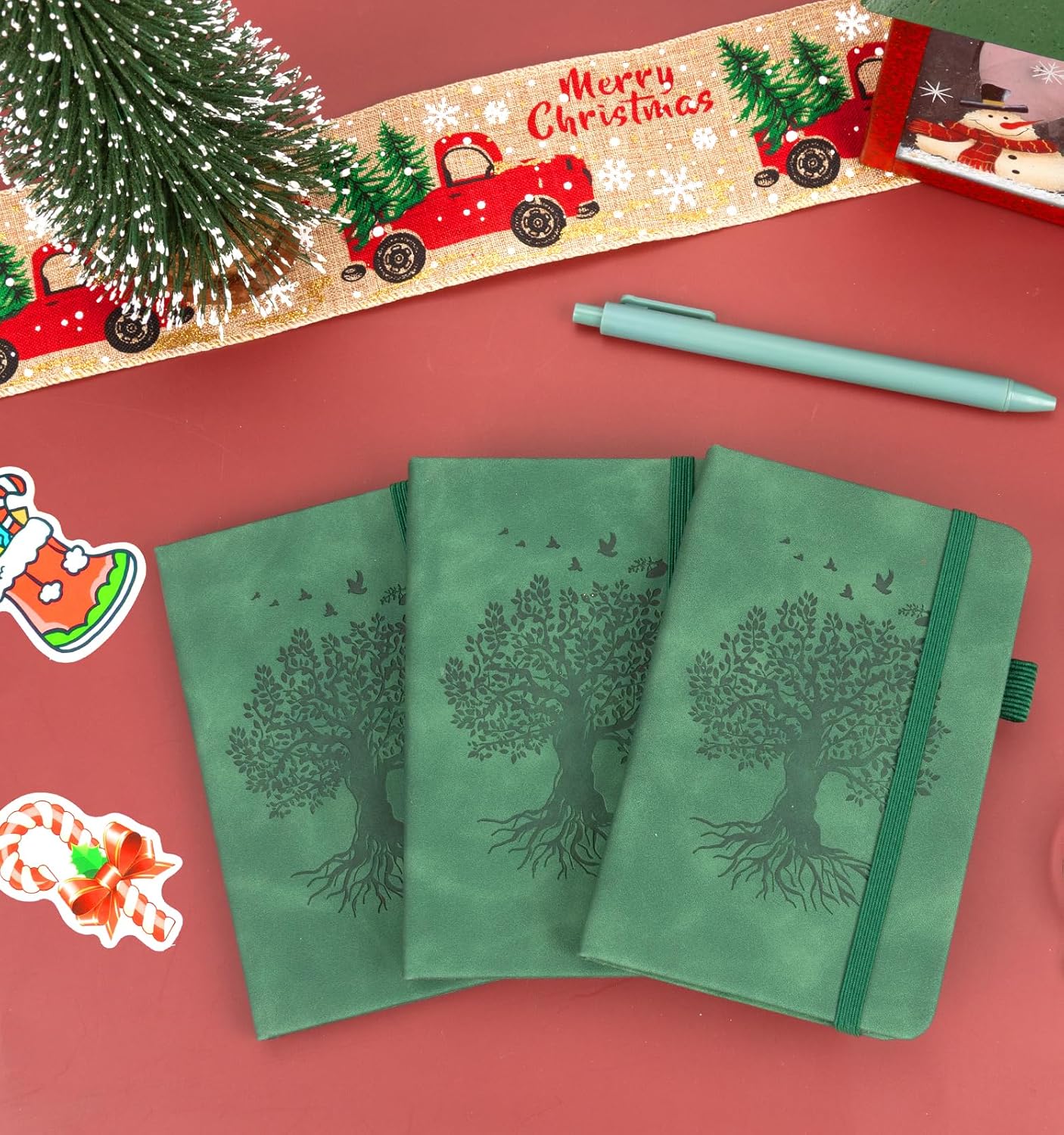 3 Pack Pocket Journaling Notebooks, A6 Small Notebook For Note Taking Journaling Notebooks Journals For Writing Mini Note Pads With Pen Holder 120 Pages 100 GSM Thick Paper(Nude, Brown, Forest Green)