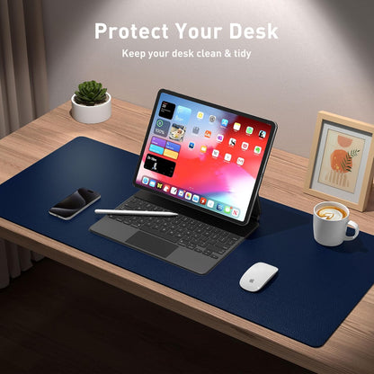 Aothia Non-Slip Waterproof PU Leather Desk Pad Protector for Mouse, Writing Desk, Office, Home, Laptop Blotter, 23.6" x 13.7", Black - Colors A