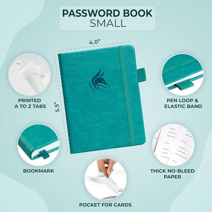 Clever Fox Password Book with alphabetical tabs. Internet Address Organizer Logbook. Small Pocket Password Keeper for Website Logins (Orange)