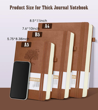 Lined Journal Notebook -365 Pages A5 Thick Journals for Writing Ruled Notebook, Hardcover Leather Journal for Women Men Daily Journal Notebook for Work, Note Taking, 100Gsm Lined Paper( 5.75'' X 8.38'' Green)