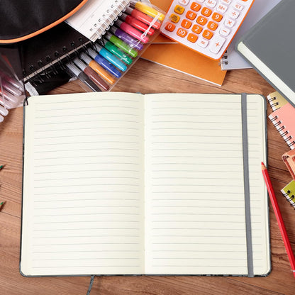 Honoson 20 Pack Lined Journal Notebooks A5 Hardcover Executive Notebook 5.5" x 8.3" PU Leather Wide Ruled Journals Bulk with Elastic Band for Home Business Office School Supplies(Black)