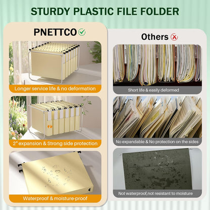 12 Pack Hanging File Folders, Blue Hanging File Folders, Plastic File Folder Hanging with Tabs, Filing Cabinet Folders Organizer Letter Size Paper Storage - Home Schoool Office Supplies