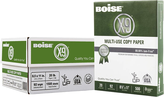 Boise X-9 Multi-Use Printer & Copy Paper, 5 Reams, White, Ledger (11in x 17in), 2500 Sheets Per Case, 20 Lb, 92 Brightness