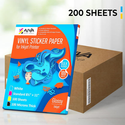 Limia's Care Printable Vinyl Sticker Paper for Inkjet Printer - Glossy White - 15 Self-Adhesive Sheets - Waterproof Decal Paper - Standard Letter Size 8.5"x11"
