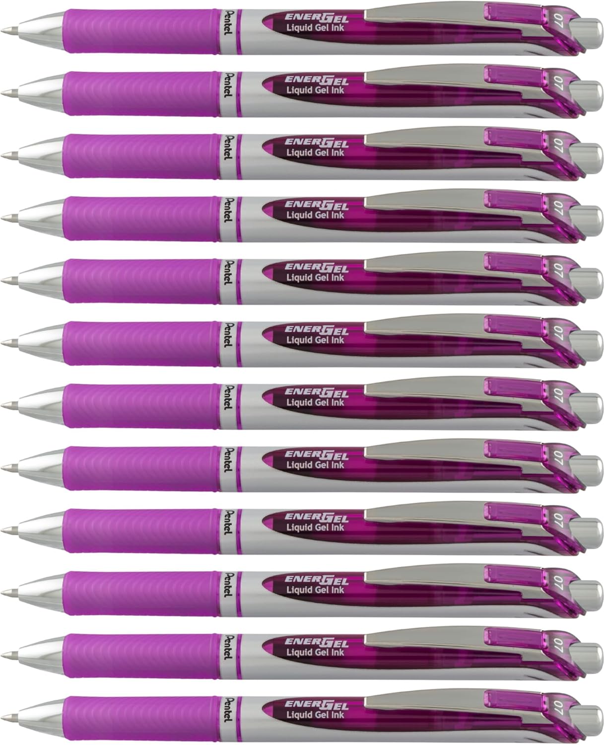 Pentel EnerGel RTX Retractable Liquid Gel Pen, (0.7mm) Medium Line, Metal Tip, Black Ink, Box of 12 (BL77-A)