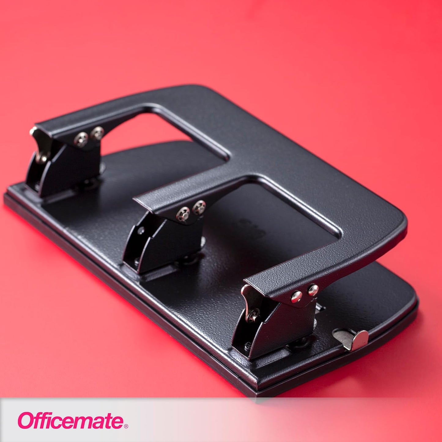Officemate 3-Hole Punch, Medium Duty, 30-Sheet Capacity, Ergonomic Handles, Adjustable Paper Guide, Durable Metal Base, Black
