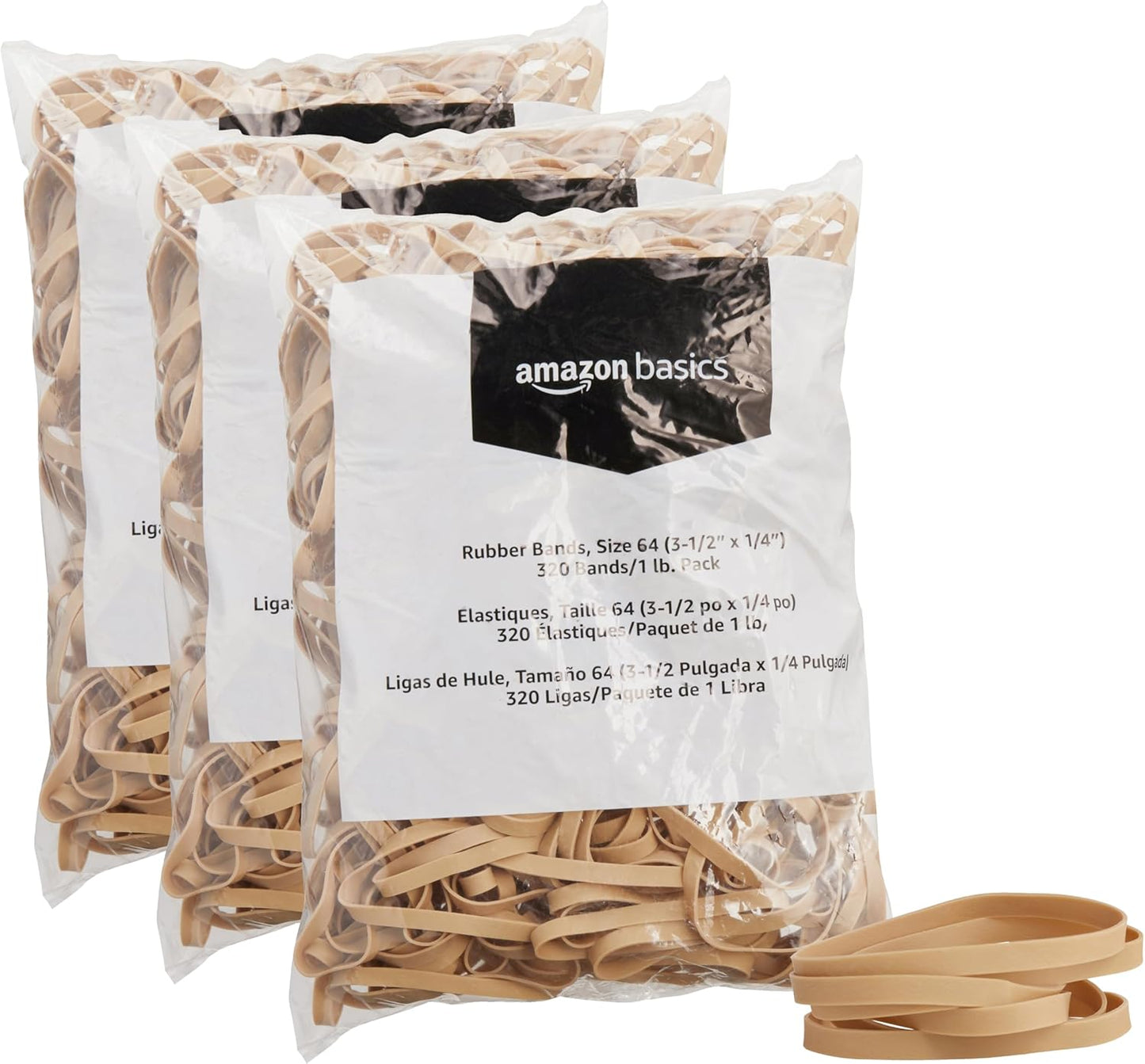 Amazon Basics Assorted Size and Color Rubber Bands, Strong Elastic Stretch Office Supplies, 0.5 lb. Variety Assortment