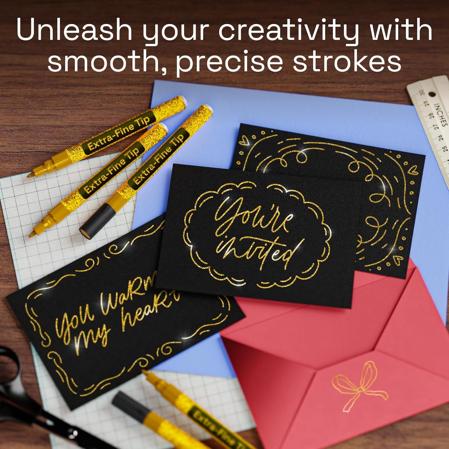 ARTISTRO 2 Gold Acrylic Paint Markers - 0.7mm Extra Fine-Tip Metallic Paint Pens - Perfect for Crafting, Art Projects, & More