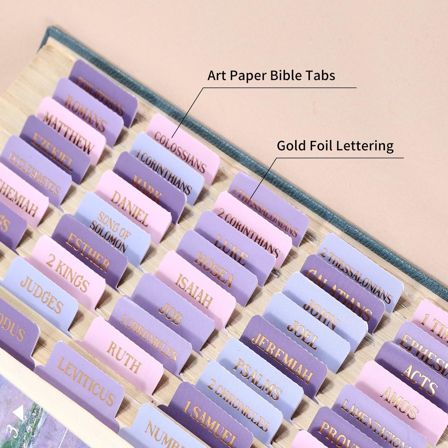 Laminated Bible Tabs, Gold Foil Embossed Lettering Bible Chapter Index Tabs for Women Men, Reposition Large Print Sticky Labels, Easy to Read and Apply, 105Chapters Labels for Easy Navigation (Black)
