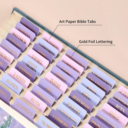 Laminated Bible Tabs, Gold Foil Embossed Lettering Bible Chapter Index Tabs for Women Men, Reposition Large Print Sticky Labels, Easy to Read and Apply, 105Chapters Labels for Easy Navigation (Black)