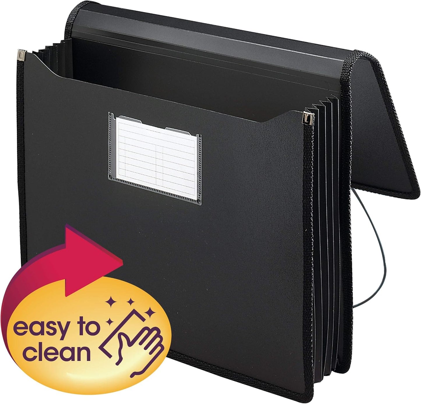 Smead Poly Wallet, Accordion File Organizer for File Folders, Legal Size, Black, 5-1/4 inch Expansion, Office Supplies, Document Organizer (71510)
