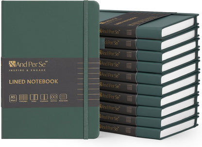 &And Per Se Lined Journal Notebook, 160 Pages, A5 5.7 x 8 inches College Ruled Thick Paper Notebook Journals for Writing, Hardcover Notebooks for Women Men Office School (1 Pack, Green) - Colors A