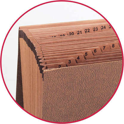 Smead TUFF Expanding File 21 Pockets, Alphabetic (A-Z), Flap and Cord Closure, Letter Size, Redrope (70318)