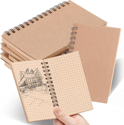 Jutom 6 Pcs Small Graph Paper Pads Notebook Mini Spiral Notebooks Grid Paper 3 x 5 Inch Pocket Notepads 120 Pages Mini Notepads for Office School Work Math Meeting (Black)