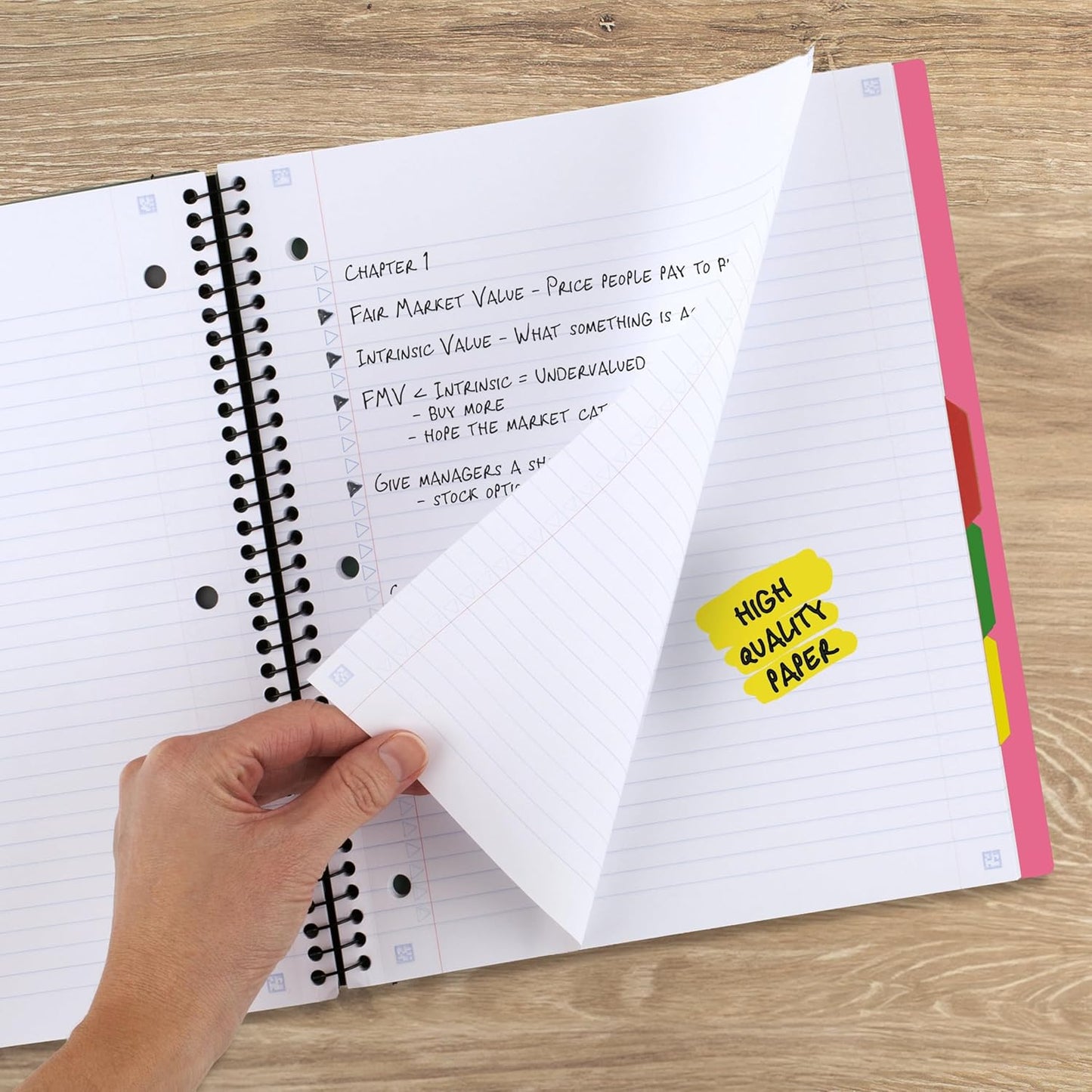 Five Star Advance Spiral Notebook + Study App, 5 Subject, College Ruled Paper, 8-1/2" x 11", 200 Sheets, Spiral Guard, Movable Tabbed Dividers, Black (73144)