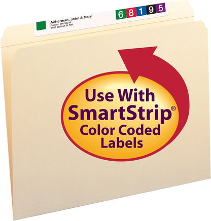 Smead File Folder, Reinforced Straight-Cut Tab (Not Undercut), Letter Size, Manila, 100 per Box (10310)