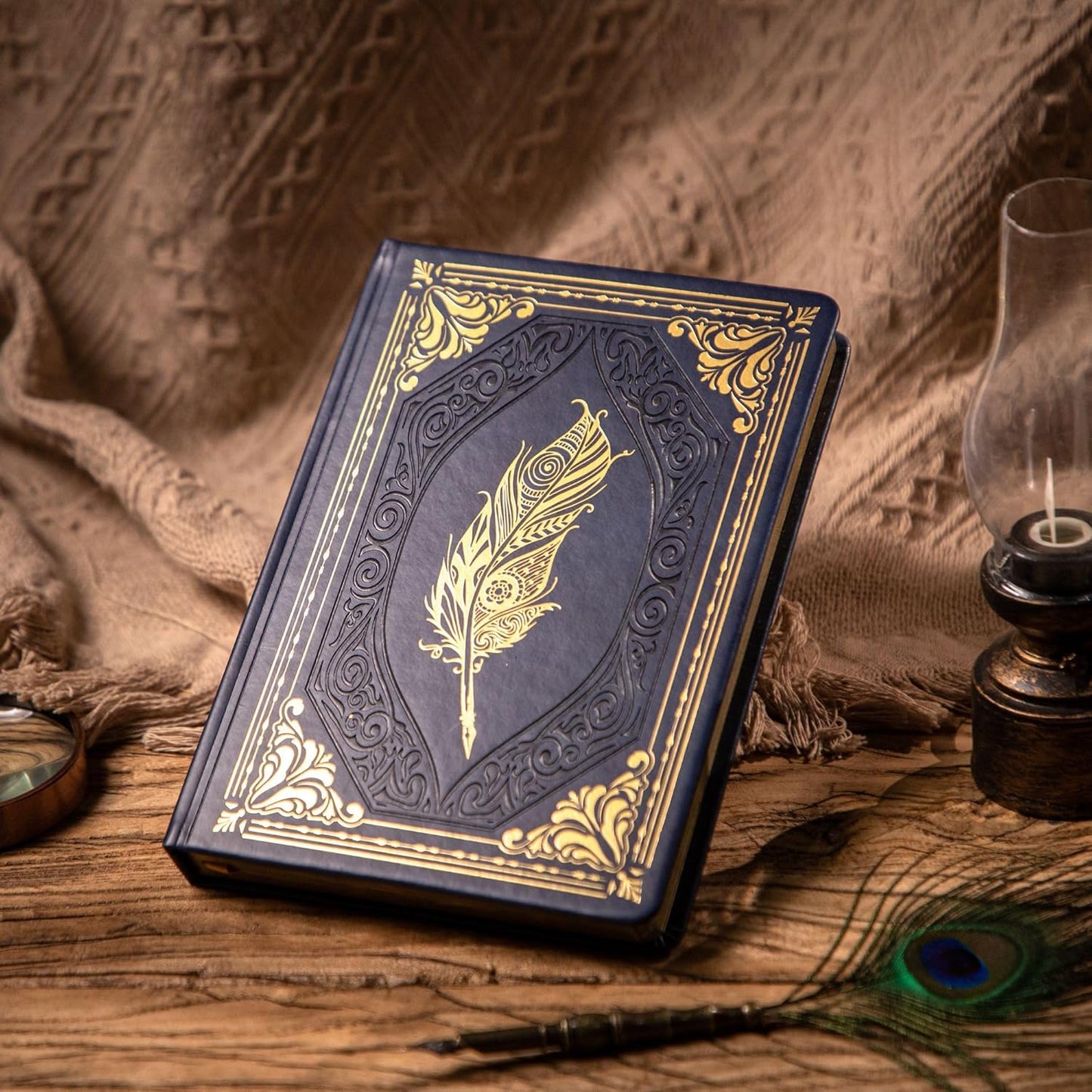 CAGIE 320 Pages Thick Hardcover Journaling Notebooks Vintage Leather Journal for Women Men A5 College Ruled Journals for Writing with Gift Box, 5.7 x 8.3 in, Blue
