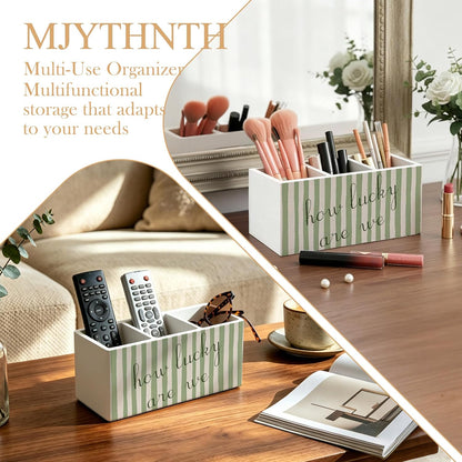Don't Overthink It Inspirational Pencil Pen Holder for Desk, Pink Positive Affirmations Wooden Box Sign Pen Holder Organizer for Home Office School Desk Accessories
