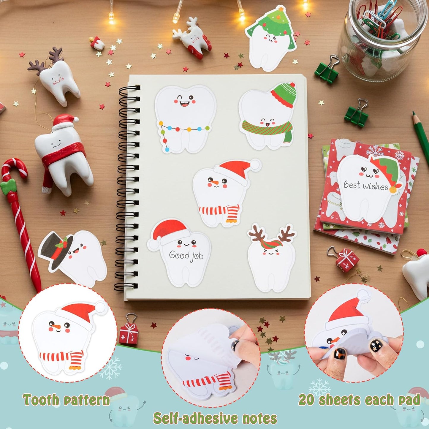 CJiangpo 30Pcs Marshmallow Sticky Notes Pads, 600 Sheets Cute Self Stick Notepad Memo Pads Funny Cartoon Page Marker Classroom Rewards Camping Themed Gift
