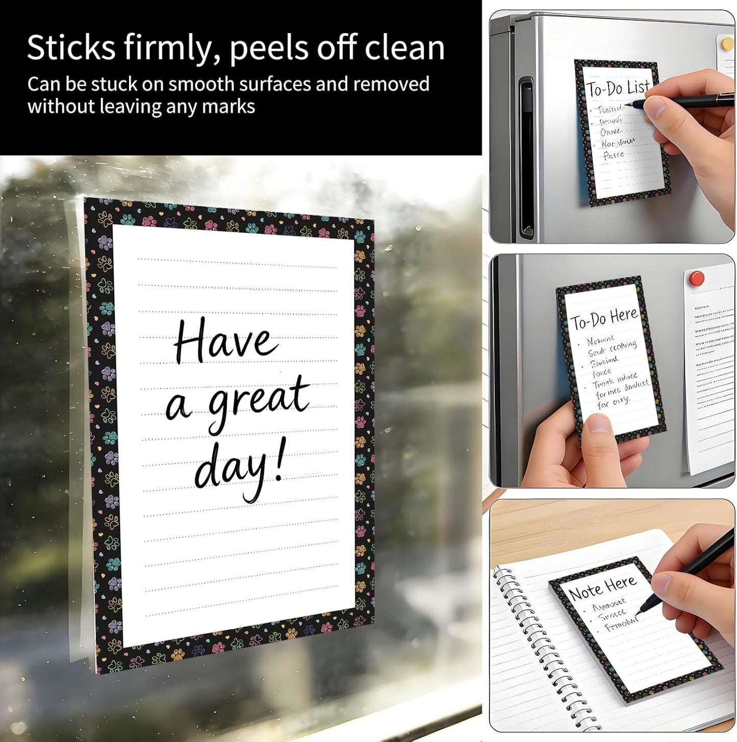 2 Pack Sticky Notes 4x6 in, Funny Large Notepads with Lines, Cute Self-Stick Memo Note Pads for Office, Home, Meeting Luxury Boho Flowers