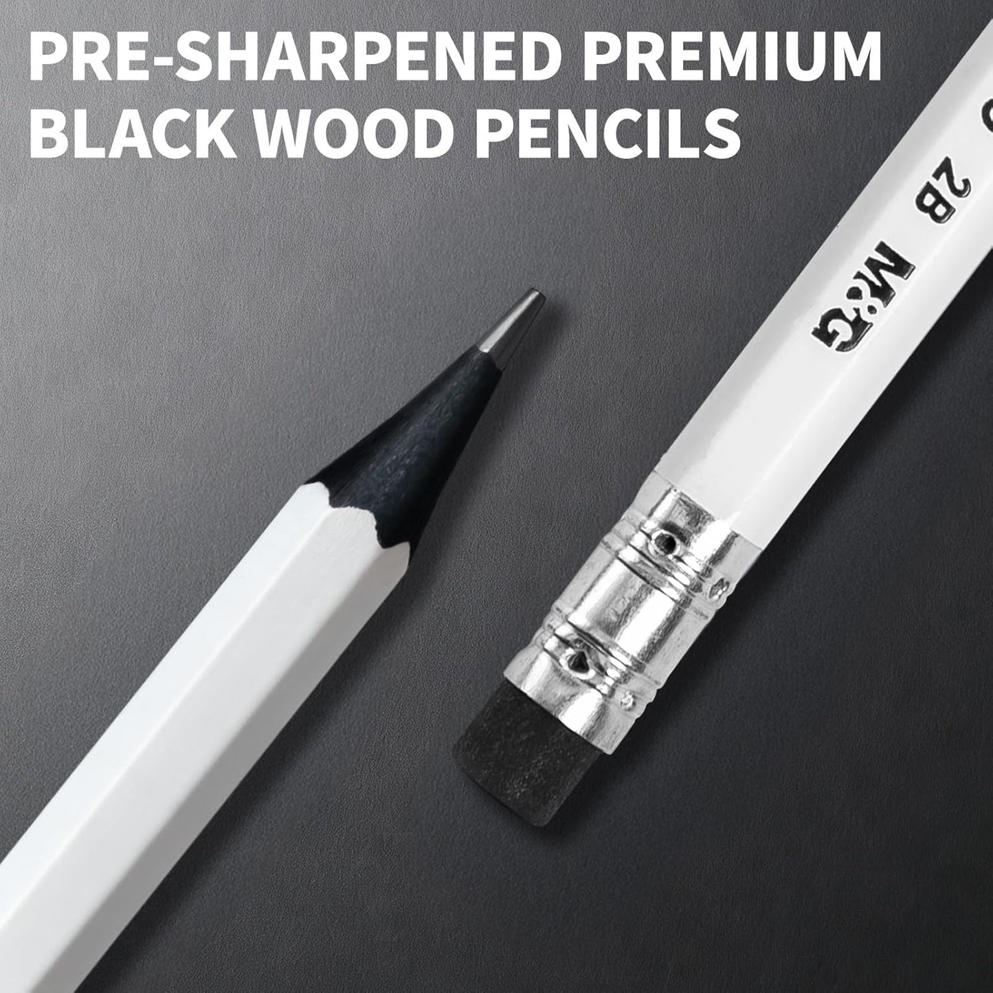 M&G Wood-Cased 2B Pencils, 24 Pack Pre-Sharpened Pencils with Top Erasers, Bulk Black Pencils for School Teacher Supplies, Writing, Drawing and Sketching