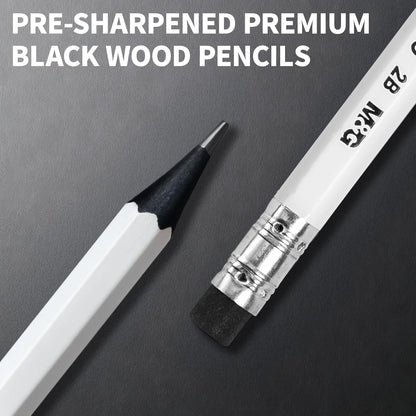 M&G Wood-Cased 2B Pencils, 24 Pack Pre-Sharpened Pencils with Top Erasers, Bulk Black Pencils for School Teacher Supplies, Writing, Drawing and Sketching